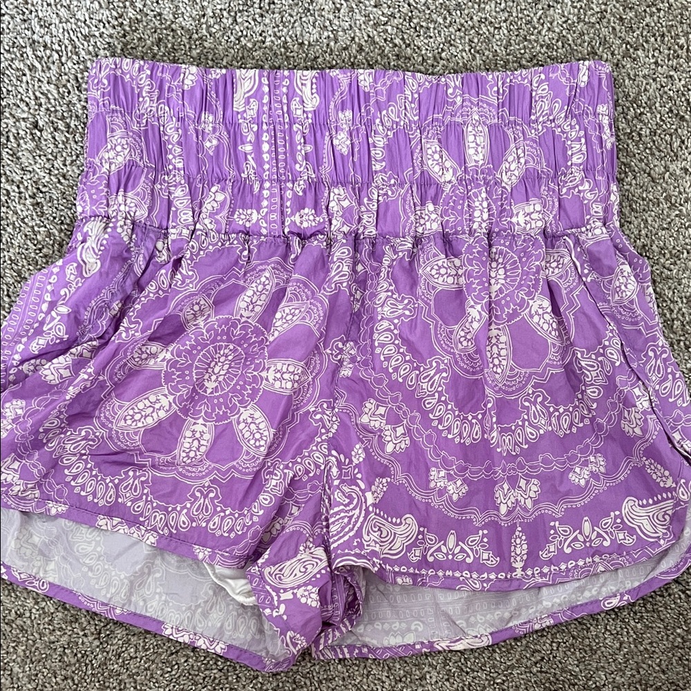 FP Movement by Free People Purple Patterned High Waist Shorts